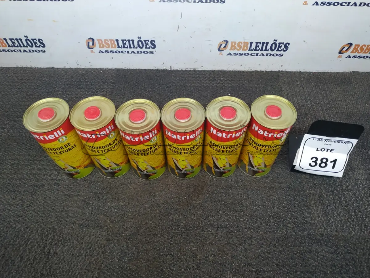 LOTE 381 - 06 REMOVEDORES DE TINTAS E TEXTURAS DE 900ML MARCA NATRIELLI. (NO ESTADO) ATENÇÃO! FAZER A VISITAÇÃO ANTES DE ARREMATAR, NÃO SABEMOS SE FUNCIONA, LEILÃO NÃO TEM GARANTIA E NEM DEVOLUÇÃO, SUJEITO A POSSÍVEIS AVARIAS VISÍVEIS/OCULTAS E/OU AUSÊNCIA DE COMPONENTES.