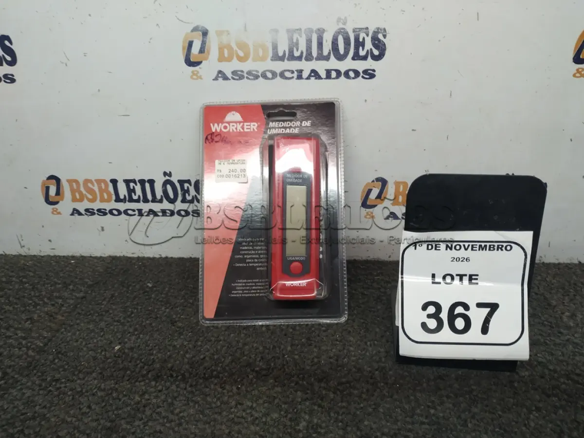 LOTE 367 - 01 MEDIDOR DE UMIDADE MARCA WORKER (NOVO). (NO ESTADO) ATENÇÃO! FAZER A VISITAÇÃO ANTES DE ARREMATAR, NÃO SABEMOS SE FUNCIONA, LEILÃO NÃO TEM GARANTIA E NEM DEVOLUÇÃO, SUJEITO A POSSÍVEIS AVARIAS VISÍVEIS/OCULTAS E/OU AUSÊNCIA DE COMPONENTES.