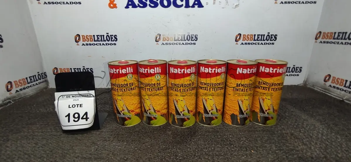 LOTE 194 - 06 REMOVEDORES DE TINTAS E TEXTURAS DE 900ML MARCA NATRIELLI. (NO ESTADO) ATENÇÃO! FAZER A VISITAÇÃO ANTES DE ARREMATAR, NÃO SABEMOS SE FUNCIONA, LEILÃO NÃO TEM GARANTIA E NEM DEVOLUÇÃO, SUJEITO A POSSÍVEIS AVARIAS VISÍVEIS/OCULTAS E/OU AUSÊNCIA DE COMPONENTES.