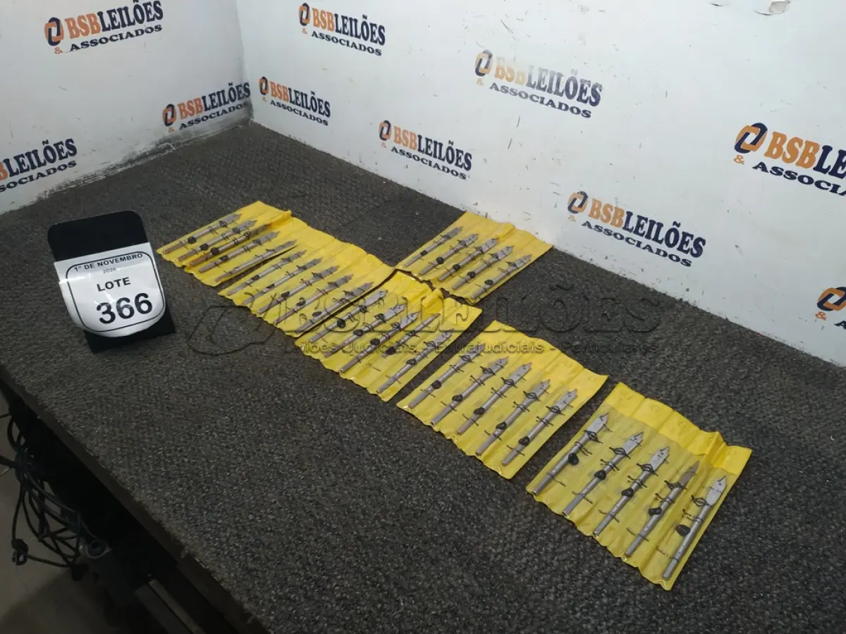 LOTE 366 - 05 JOGOS DE BROCA CHATA PARA MADEIRA COM 05 UNIDADES CADA DE MEDIDAS DIVERSAS MARCA BRASFORT. (NO ESTADO) ATENÇÃO! FAZER A VISITAÇÃO ANTES DE ARREMATAR, NÃO SABEMOS SE FUNCIONA, LEILÃO NÃO TEM GARANTIA E NEM DEVOLUÇÃO, SUJEITO A POSSÍVEIS AVARIAS VISÍVEIS/OCULTAS E/OU AUSÊNCIA DE COMPONENTES.