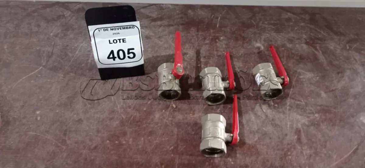 LOTE 405 - 04 REGISTROS ESFERA DE 1 1/4 DE METAL. (NO ESTADO) ATENÇÃO! FAZER A VISITAÇÃO ANTES DE ARREMATAR, NÃO SABEMOS SE FUNCIONA, LEILÃO NÃO TEM GARANTIA E NEM DEVOLUÇÃO, SUJEITO A POSSÍVEIS AVARIAS VISÍVEIS/OCULTAS E/OU AUSÊNCIA DE COMPONENTES.