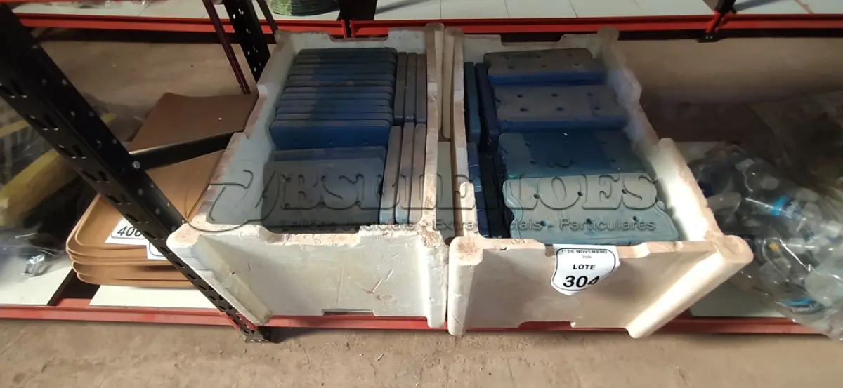 LOTE 304 - 01 LOTE COM GRANDE QUANTIDADE DE PLACAS DE GELO ARTIFICIAL REUTILIZÁVEL. (NO ESTADO) ATENÇÃO! FAZER A VISITAÇÃO ANTES DE ARREMATAR, NÃO SABEMOS SE FUNCIONA, LEILÃO NÃO TEM GARANTIA E NEM DEVOLUÇÃO, SUJEITO A POSSÍVEIS AVARIAS VISÍVEIS/OCULTAS E/OU AUSÊNCIA DE COMPONENTES.
