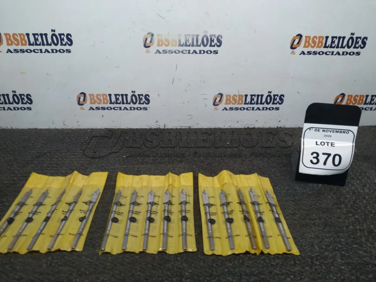 LOTE 370 - 03 JOGOS DE BROCA CHATA PARA MADEIRA COM 05 UNIDADES CADA DE MEDIDAS DIVERSAS MARCA BRASFORT. (NO ESTADO) ATENÇÃO! FAZER A VISITAÇÃO ANTES DE ARREMATAR, NÃO SABEMOS SE FUNCIONA, LEILÃO NÃO TEM GARANTIA E NEM DEVOLUÇÃO, SUJEITO A POSSÍVEIS AVARIAS VISÍVEIS/OCULTAS E/OU AUSÊNCIA DE COMPONENTES.