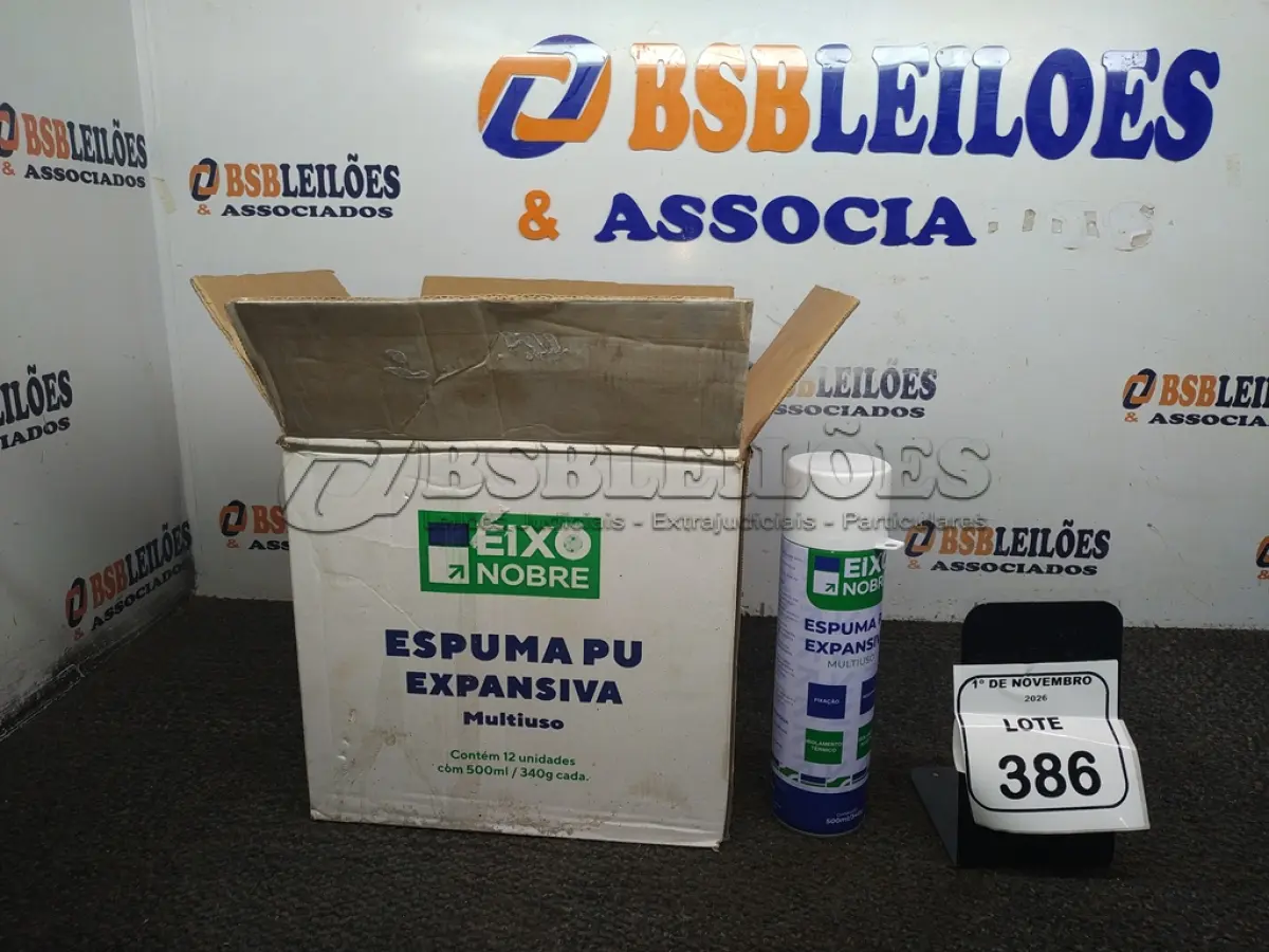 LOTE 386 - 12 LATAS DE ESPUMA PU EXPANSIVA DE 500ML CADA MARCA EIXO NOBRE. (NO ESTADO) ATENÇÃO! FAZER A VISITAÇÃO ANTES DE ARREMATAR, NÃO SABEMOS SE FUNCIONA, LEILÃO NÃO TEM GARANTIA E NEM DEVOLUÇÃO, SUJEITO A POSSÍVEIS AVARIAS VISÍVEIS/OCULTAS E/OU AUSÊNCIA DE COMPONENTES.