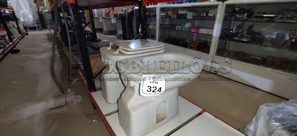 LOTE 324 - 02 VASOS SANITÁRIOS. (NO ESTADO) ATENÇÃO! FAZER A VISITAÇÃO ANTES DE ARREMATAR, NÃO SABEMOS SE FUNCIONA, LEILÃO NÃO TEM GARANTIA E NEM DEVOLUÇÃO, SUJEITO A POSSÍVEIS AVARIAS VISÍVEIS/OCULTAS E/OU AUSÊNCIA DE COMPONENTES.