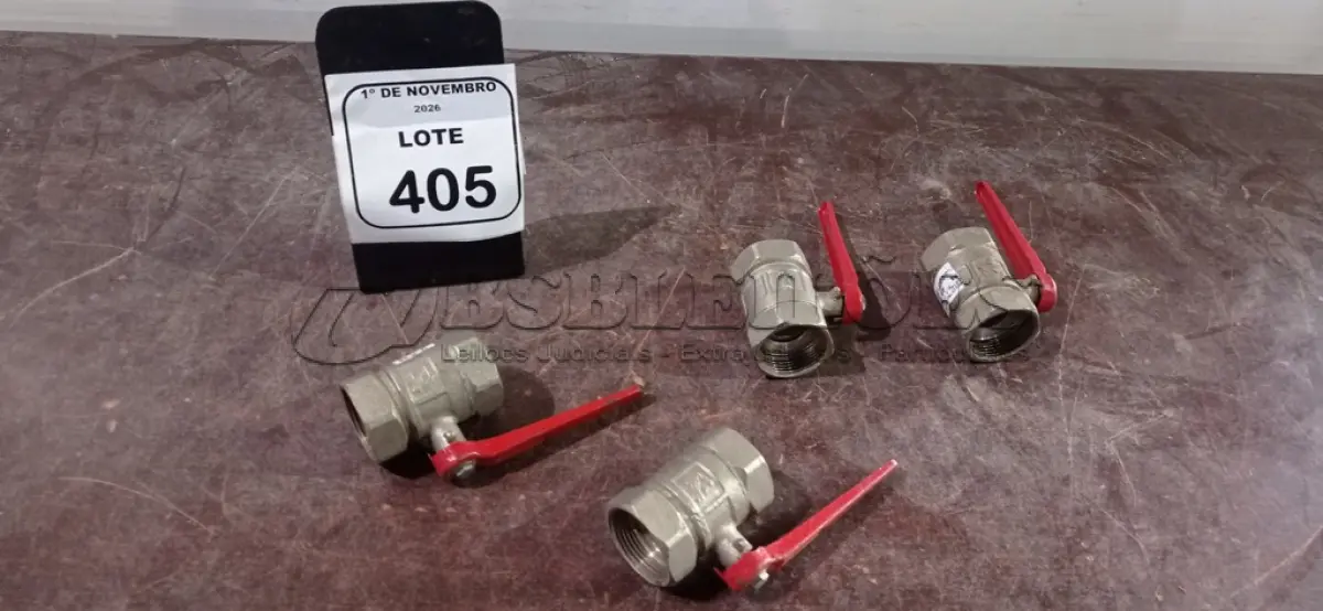 LOTE 405 - 04 REGISTROS ESFERA DE 1 1/4 DE METAL. (NO ESTADO) ATENÇÃO! FAZER A VISITAÇÃO ANTES DE ARREMATAR, NÃO SABEMOS SE FUNCIONA, LEILÃO NÃO TEM GARANTIA E NEM DEVOLUÇÃO, SUJEITO A POSSÍVEIS AVARIAS VISÍVEIS/OCULTAS E/OU AUSÊNCIA DE COMPONENTES.