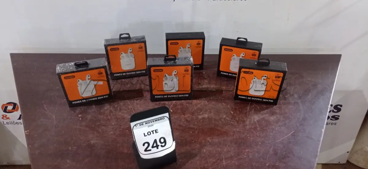 LOTE 249 - 06 PARES DE FONES DE OUVIDO SEM FIO MODELO BA-FON6693 MARCA BASIKE. (NO ESTADO) ATENÇÃO! FAZER A VISITAÇÃO ANTES DE ARREMATAR, NÃO SABEMOS SE FUNCIONA, LEILÃO NÃO TEM GARANTIA E NEM DEVOLUÇÃO, SUJEITO A POSSÍVEIS AVARIAS VISÍVEIS/OCULTAS E/OU AUSÊNCIA DE COMPONENTES.