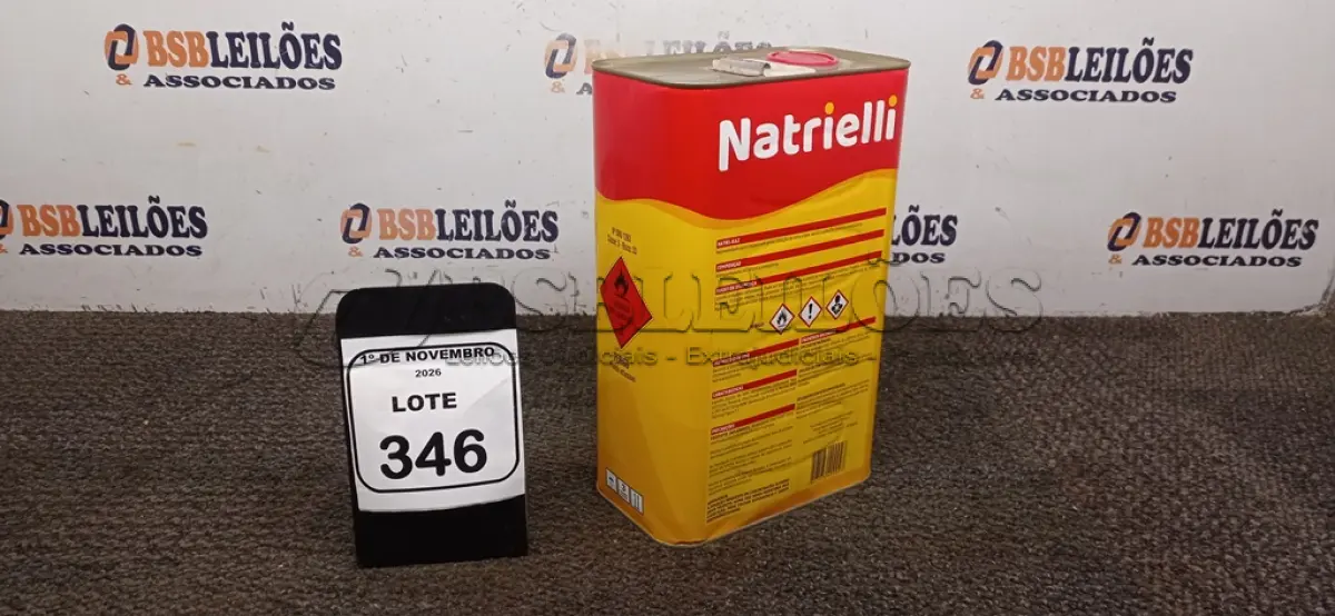 LOTE 346 - 01 LATA DE SOLVENTE NATRI-RAZ DE 5L MARCA NATRIELLI. (NO ESTADO) ATENÇÃO! FAZER A VISITAÇÃO ANTES DE ARREMATAR, NÃO SABEMOS SE FUNCIONA, LEILÃO NÃO TEM GARANTIA E NEM DEVOLUÇÃO, SUJEITO A POSSÍVEIS AVARIAS VISÍVEIS/OCULTAS E/OU AUSÊNCIA DE COMPONENTES.