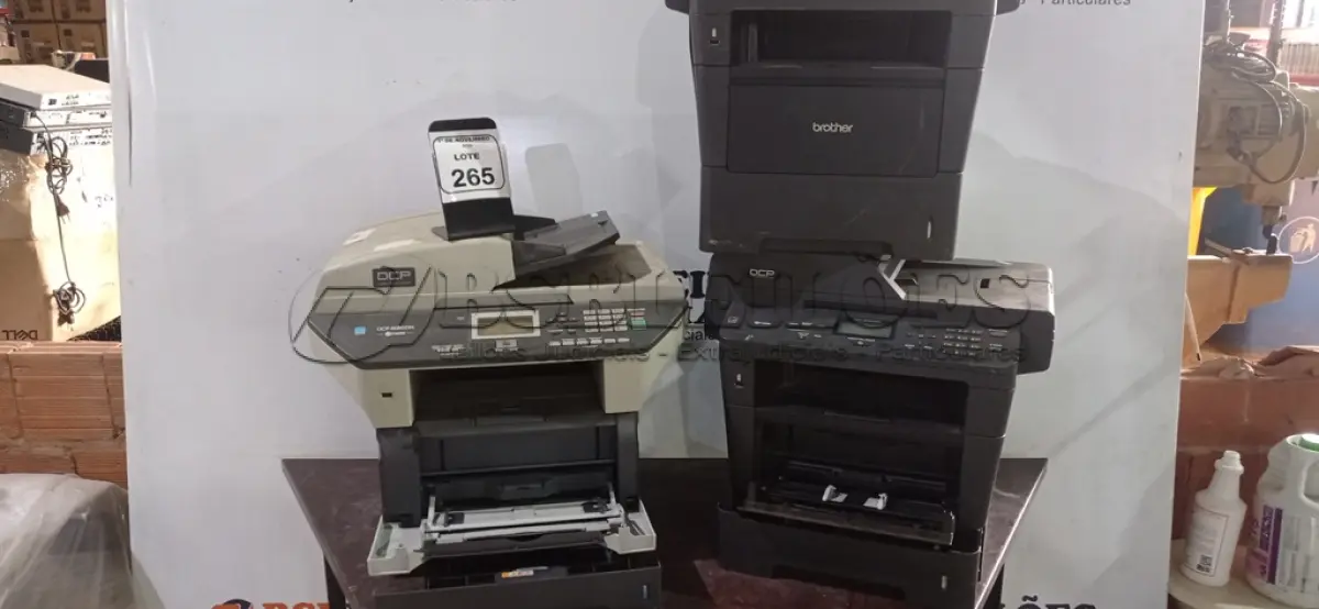 LOTE 265 - 03 IMPRESSORAS MODELOS DIVERSOS MARCA BROTHER. (NO ESTADO) ATENÇÃO! FAZER A VISITAÇÃO ANTES DE ARREMATAR, NÃO SABEMOS SE FUNCIONA, LEILÃO NÃO TEM GARANTIA E NEM DEVOLUÇÃO, SUJEITO A POSSÍVEIS AVARIAS VISÍVEIS/OCULTAS E/OU AUSÊNCIA DE COMPONENTES.