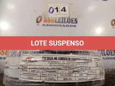 LOTE 014 - 01 ROLO DE CABO FLEXÍVEL 100M 1X4MM COR CINZA STAR BRAZIL COM SELO INMETRO. (NOVO). (NO ESTADO, NÃO SABEMOS SE FUNCIONA. LEILÃO NÃO TEM GARANTIA E NEM DEVOLUÇÃO).