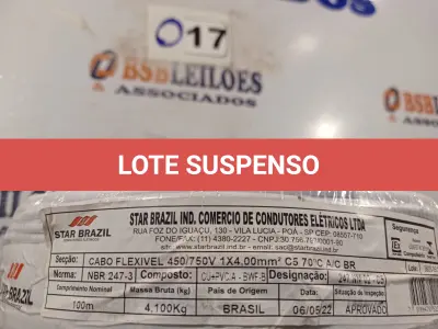 LOTE 017 - 01 ROLO DE CABO FLEXÍVEL 100M 1X4MM COR BRANCA STAR BRAZIL COM SELO INMETRO. (NOVO). (NO ESTADO, NÃO SABEMOS SE FUNCIONA. LEILÃO NÃO TEM GARANTIA E NEM DEVOLUÇÃO).