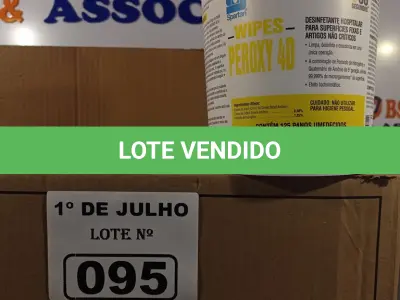 LOTE 095 - 06 POTES DE WIPES PEROXY 4D, DESINFETANTE HOSPITALAR PARA SUPERFÍCIES FIXAS E ARTIGOS NÃO CRÍTICOS. (NO ESTADO, LEILÃO NÃO TEM GARANTIA E NEM DEVOLUÇÃO, SUJEITO A POSSÍVEIS AVARIAS VISÍVEIS/OCULTAS E/OU AUSÊNCIA DE COMPONENTES).