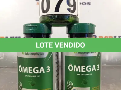 LOTE 079 - 03 FRASCOS DE OMEGA3 MACROPHYTUS 1000MG COM 120 CAPSULAS CADA. (NO ESTADO, LEILÃO NÃO TEM GARANTIA E NEM DEVOLUÇÃO, SUJEITO A POSSÍVEIS AVARIAS VISÍVEIS/OCULTAS E/OU AUSÊNCIA DE COMPONENTES).