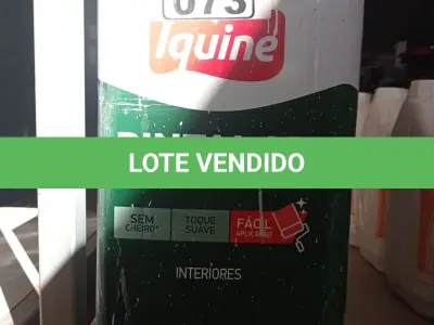 LOTE 073 - 01 LATA DE TINTA IQUINE PINTALAR FOSCO AVELUDADO INTERIORES NA COR BRANCO GELO 18L. (NO ESTADO, LEILÃO NÃO TEM GARANTIA E NEM DEVOLUÇÃO, SUJEITO A POSSÍVEIS AVARIAS VISÍVEIS/OCULTAS E/OU AUSÊNCIA DE COMPONENTES).