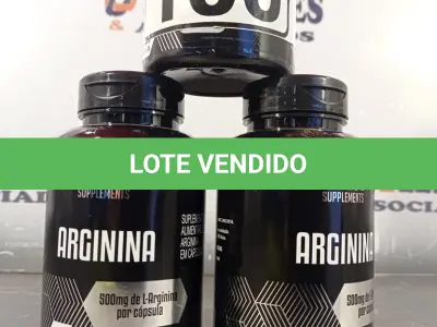 LOTE 100 - 03 FRASCOS DE ARGININA DUOM 500MG COM 120 CAPSULAS CADA. (NO ESTADO, LEILÃO NÃO TEM GARANTIA E NEM DEVOLUÇÃO, SUJEITO A POSSÍVEIS AVARIAS VISÍVEIS/OCULTAS E/OU AUSÊNCIA DE COMPONENTES).