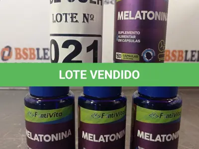 LOTE 021 - 05 FRASCOS DE MELATONINA FONTIVITA COM 90 CAPSULAS CADA. (NO ESTADO, LEILÃO NÃO TEM GARANTIA E NEM DEVOLUÇÃO, SUJEITO A POSSÍVEIS AVARIAS VISÍVEIS/OCULTAS E/OU AUSÊNCIA DE COMPONENTES).