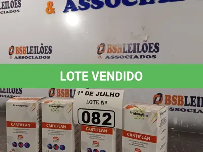 LOTE 082 - 04 CAIXAS DE CARTIFLAN, SUPLEMENTO ALIMENTAR DE COLÁGENO TIPO2 E VITAMINAS EM CAPSULAS DE 475MG COM 30 CAPSULAS CADA. (NO ESTADO, LEILÃO NÃO TEM GARANTIA E NEM DEVOLUÇÃO, SUJEITO A POSSÍVEIS AVARIAS VISÍVEIS/OCULTAS E/OU AUSÊNCIA DE COMPONENTES).