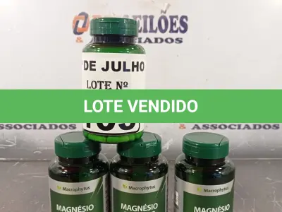 LOTE 103 - 04 FRASCOS DE MAGNÉSIO QUELATO MACROPHYTUS 450MG COM 30 CAPSULAS CADA. (NO ESTADO, LEILÃO NÃO TEM GARANTIA E NEM DEVOLUÇÃO, SUJEITO A POSSÍVEIS AVARIAS VISÍVEIS/OCULTAS E/OU AUSÊNCIA DE COMPONENTES).
