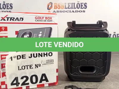 LOTE 420 - 01 CAIXA DE SOM BLUETOOTH XTRAD GOLF BOX. (NO ESTADO, LEILÃO NÃO TEM GARANTIA E NEM DEVOLUÇÃO, SUJEITO A POSSÍVEIS AVARIAS VISÍVEIS/OCULTAS E/OU AUSÊNCIA DE COMPONENTES).