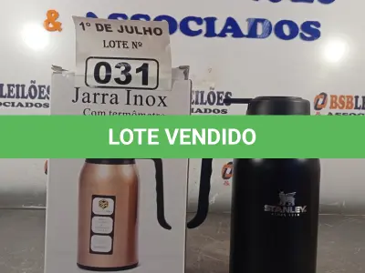 LOTE 031 - 01 JARRA DE INOX COM TERMÔMETRO. (NO ESTADO, LEILÃO NÃO TEM GARANTIA E NEM DEVOLUÇÃO, SUJEITO A POSSÍVEIS AVARIAS VISÍVEIS/OCULTAS E/OU AUSÊNCIA DE COMPONENTES).