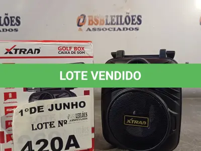 LOTE 420 - 01 CAIXA DE SOM BLUETOOTH XTRAD GOLF BOX. (NO ESTADO, LEILÃO NÃO TEM GARANTIA E NEM DEVOLUÇÃO, SUJEITO A POSSÍVEIS AVARIAS VISÍVEIS/OCULTAS E/OU AUSÊNCIA DE COMPONENTES).