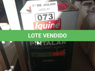 LOTE 073 - 01 LATA DE TINTA IQUINE PINTALAR FOSCO AVELUDADO INTERIORES NA COR BRANCO GELO 18L. (NO ESTADO, LEILÃO NÃO TEM GARANTIA E NEM DEVOLUÇÃO, SUJEITO A POSSÍVEIS AVARIAS VISÍVEIS/OCULTAS E/OU AUSÊNCIA DE COMPONENTES).