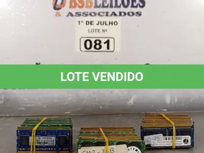 LOTE 081 - 01 LOTE COM VÁRIAS MEMORIAS PARA NOTEBOOK MARCAS E MODELOS DIVERSOS. (NO ESTADO, LEILÃO NÃO TEM GARANTIA E NEM DEVOLUÇÃO, SUJEITO A POSSÍVEIS AVARIAS VISÍVEIS/OCULTAS E/OU AUSÊNCIA DE COMPONENTES).