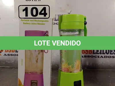 LOTE 104 - 01 JUICER PORTÁTIL. (NO ESTADO, LEILÃO NÃO TEM GARANTIA E NEM DEVOLUÇÃO, SUJEITO A POSSÍVEIS AVARIAS VISÍVEIS/OCULTAS E/OU AUSÊNCIA DE COMPONENTES).