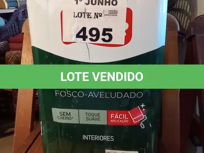 LOTE 495 - 01 LATA DE TINTA IQUINE PINTALAR FOSCO-AVELUDADO NA COR BRANCO GELO 18L. (NO ESTADO, LEILÃO NÃO TEM GARANTIA E NEM DEVOLUÇÃO, SUJEITO A POSSÍVEIS AVARIAS VISÍVEIS/OCULTAS E/OU AUSÊNCIA DE COMPONENTES).