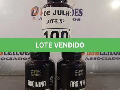LOTE 100 - 03 FRASCOS DE ARGININA DUOM 500MG COM 120 CAPSULAS CADA. (NO ESTADO, LEILÃO NÃO TEM GARANTIA E NEM DEVOLUÇÃO, SUJEITO A POSSÍVEIS AVARIAS VISÍVEIS/OCULTAS E/OU AUSÊNCIA DE COMPONENTES).