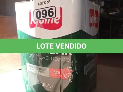 LOTE 096 - 01 LATA DE TINTA IQUINE PINTALAR FOSCO AVELUDADO INTERIORES NA COR BRANCO GELO 18L. (NO ESTADO, LEILÃO NÃO TEM GARANTIA E NEM DEVOLUÇÃO, SUJEITO A POSSÍVEIS AVARIAS VISÍVEIS/OCULTAS E/OU AUSÊNCIA DE COMPONENTES).