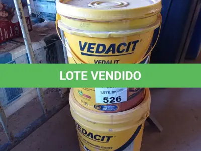 LOTE 526 - 01 BALDE DE ADITIVO IMPERMEABILIZANTE PARA CONCRETO E ARGAMASSA E 01 BALDE DE VEDALIT 18L. (NO ESTADO, LEILÃO NÃO TEM GARANTIA E NEM DEVOLUÇÃO, SUJEITO A POSSÍVEIS AVARIAS VISÍVEIS/OCULTAS E/OU AUSÊNCIA DE COMPONENTES).