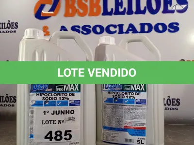 LOTE 485 - 10 LITROS DE HIPOCLORITO DE SÓDIO 12%. (NO ESTADO, LEILÃO NÃO TEM GARANTIA E NEM DEVOLUÇÃO, SUJEITO A POSSÍVEIS AVARIAS VISÍVEIS/OCULTAS E/OU AUSÊNCIA DE COMPONENTES).