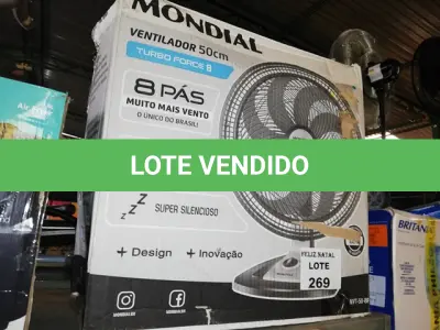LOTE 269 - VENTILADOR 50CM TURBO, 8 PÁS, 220V, MONDIAL - NVT-50-8P (NO ESTADO SEM GARANTIA DE FUNCIONAMENTO, SUJEITO A POSSÍVEIS AVARIAS VISÍVEIS/OCULTAS E/OU AUSÊNCIA DE COMPONENTES)