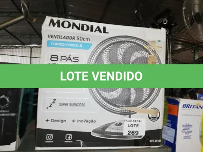 LOTE 269 - VENTILADOR 50CM TURBO, 8 PÁS, 220V, MONDIAL - NVT-50-8P (NO ESTADO SEM GARANTIA DE FUNCIONAMENTO, SUJEITO A POSSÍVEIS AVARIAS VISÍVEIS/OCULTAS E/OU AUSÊNCIA DE COMPONENTES)