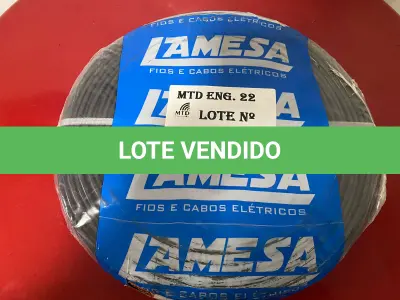 LOTE 114 - 01 ROLO DE CABO FLEXÍVEL LAMEFLAM 6MM COM 100 METROS MARCA LAMESA COR PRETA (NOVO)(NO ESTADO)