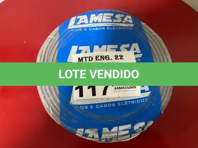 LOTE 117 - 01 ROLO DE CABO FLEXÍVEL LAMEFLAM 2.5MM COM 100 METROS MARCA LAMESA CINZA (NOVO)(NO ESTADO)