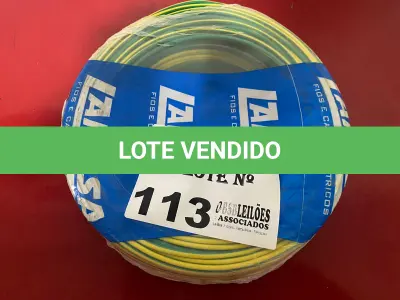 LOTE 113 - 01 ROLO DE CABO FLEXÍVEL LAMEFLAM 2.5MM COM 100 METROS MARCA LAMESA VERDE/AMARELO (NOVO)(NO ESTADO)