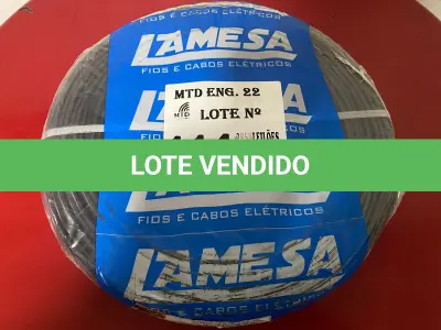LOTE 114 - 01 ROLO DE CABO FLEXÍVEL LAMEFLAM 6MM COM 100 METROS MARCA LAMESA COR PRETA (NOVO)(NO ESTADO)