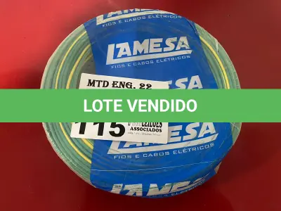LOTE 115 - 01 ROLO DE CABO FLEXÍVEL LAMEFLAM 2.5MM COM 100 METROS MARCA LAMESA VERDE/AMARELO (NOVO)(NO ESTADO)