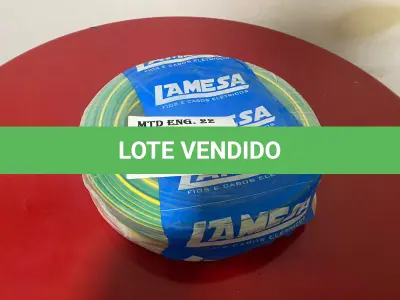 LOTE 115 - 01 ROLO DE CABO FLEXÍVEL LAMEFLAM 2.5MM COM 100 METROS MARCA LAMESA VERDE/AMARELO (NOVO)(NO ESTADO)