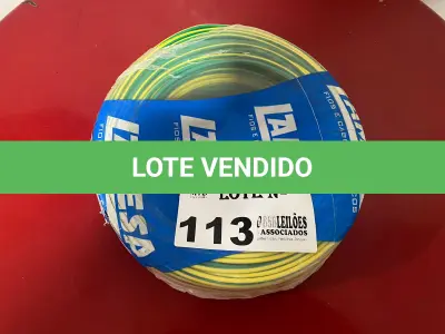 LOTE 113 - 01 ROLO DE CABO FLEXÍVEL LAMEFLAM 2.5MM COM 100 METROS MARCA LAMESA VERDE/AMARELO (NOVO)(NO ESTADO)