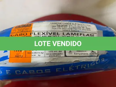 LOTE 122 - 01 ROLO DE CABO FLEXÍVEL LAMEFLAM 6MM COM 100 METROS MARCA LAMESA COR PRETA (NOVO)(NO ESTADO)