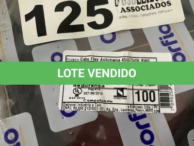 LOTE 125 - 01 ROLO DE CABO FLEX ANTICHAMA450/750 COR PRETA 2.5MM 100 METROS MARCA CORFIO (NOVO) (NO ESTADO)