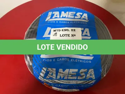 LOTE 120 - 01 ROLO DE CABO FLEXÍVEL LAMEFLAM 6MM COM 100 METROS MARCA LAMESA COR PRETA (NOVO)(NO ESTADO)