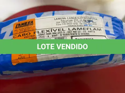 LOTE 124 - 01 ROLO DE CABO FLEXÍVEL LAMEFLAM 6MM COM 100 METROS MARCA LAMESA  COR AZUL(NOVO)(NO ESTADO)