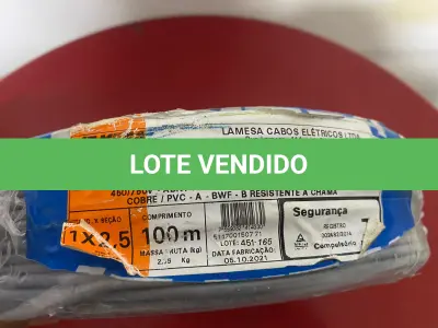 LOTE 117 - 01 ROLO DE CABO FLEXÍVEL LAMEFLAM 2.5MM COM 100 METROS MARCA LAMESA CINZA (NOVO)(NO ESTADO)