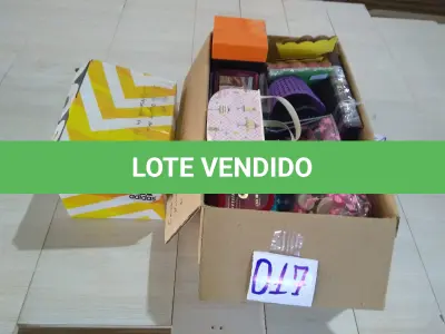 LOTE 017 - 01 (UMA) CAIXA PEQUENA COM OBJETOS EM GESSO PARA DECORAÇÃO E 01 (UMA) CAIXA COM MATERIAIS VARIADOS. (NO ESTADO)