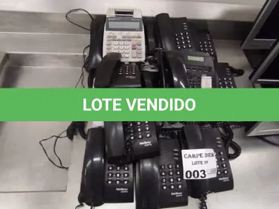 LOTE 003 - 01 LOTE COM APROXIMADAMENTE 13 TELEFONES FIXO E 01 CALCULADORA ELETRÔNICA. (NO ESTADO DE CONSERVAÇÃO QUE SE ENCONTRAM. LEILÃO NÃO TEM GARANTIA E NEM DEVOLUÇÃO).