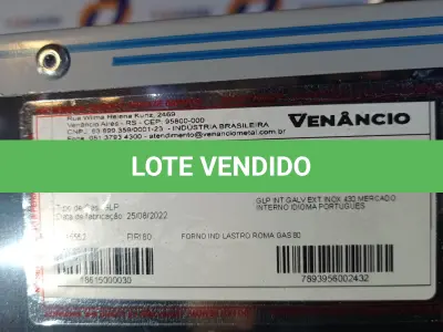 LOTE 085 - 01 FORNO ROMA VENÂNCIO 80 CM DE LASTRO A GÁS ROMA COM PEDRA REFRATARIA FIRI80 (NOVO), (NO ESTADO)